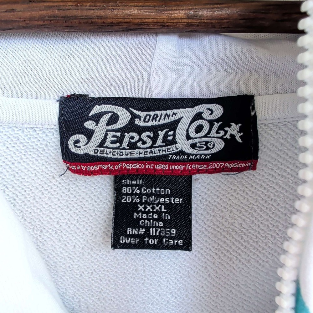 Pepsi-Cola Zip Up Hoodie Mens 3XL White Purple Graphic Print Y2K 2007 Vintage - Picture 3 of 5